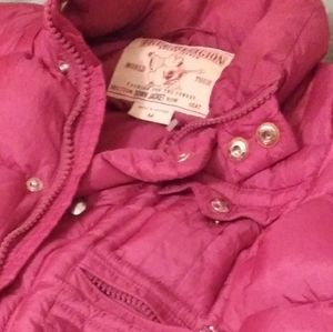 True Religion Pink Down Puffer Jacket w/ hood